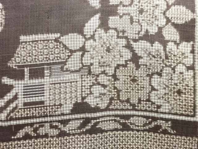 JAPANESE KIMONO / ANTIQUE KIMONO / SILK / DORO OSHIMA TSUMUGI / WOVEN CARRIAGE